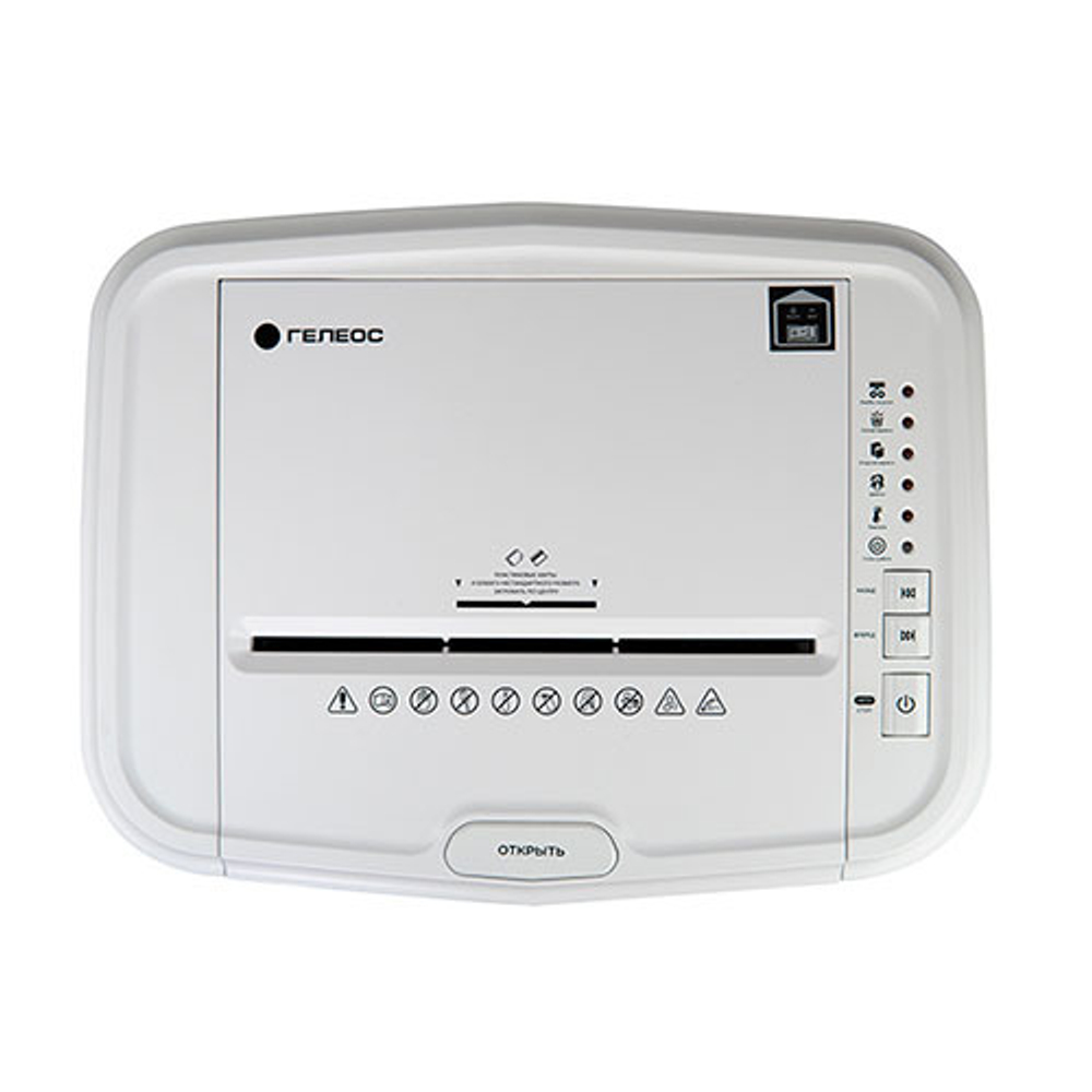 ГЕЛЕОС Шредер АП23-4, DIN P-4 (4 ур-нь секр.), фрагмент 3,9х12мм, АВТОПОДАЧА 145 листов, пл.карты/скрепки/скобы, 23 литра.