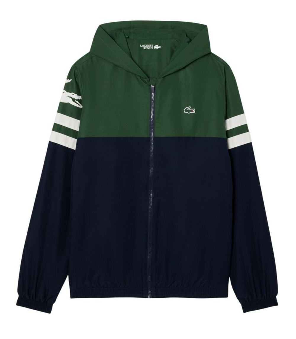Мужская теннисная кофта Lacoste Tennis Water-Repellent Hooded - navy blue/green