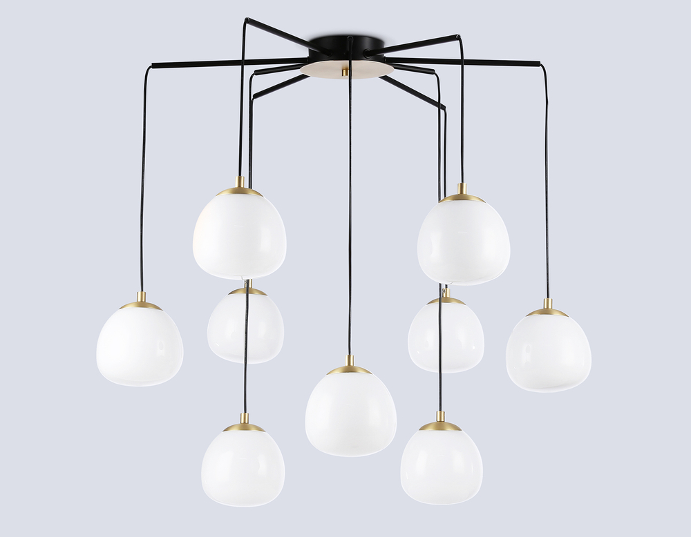 Светильник на штанге LH51001/6+3 SGD/BK/FR золотой песок/черный /белый матовый G9*9 max 28W D750*700