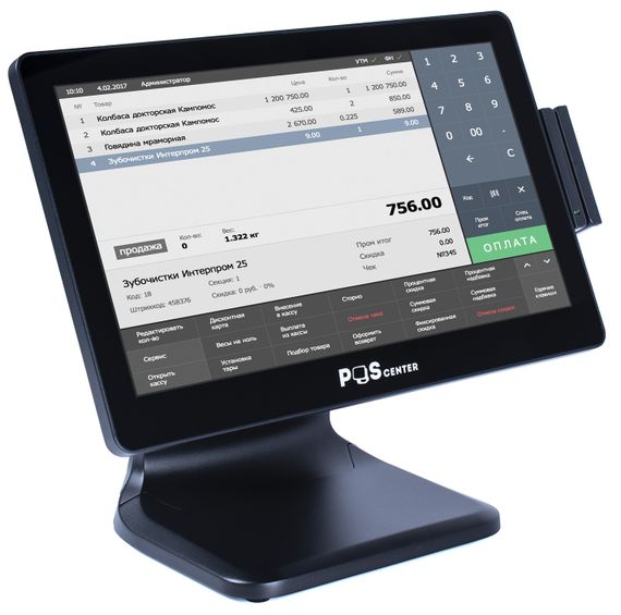 Сенсорный моноблок POSCenter Atlas (15.6&quot;, PCAP, AG-J4125, RAM 8Gb,SSD M2 128Gb,MSR)стенд NS, без ОС