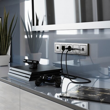 Розетка Ethernet RJ-45 (глянцевый никель)