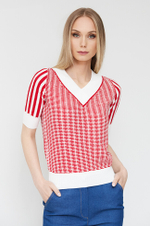 22396 Джемпер женский (молочно-красный жаккард)