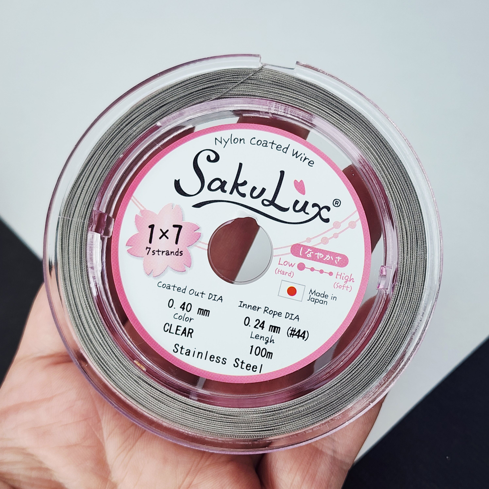 Ювелирный тросик, ланка, SakuLux, цвет серебро (CLEAR), 0.4мм, цена за 1 метр