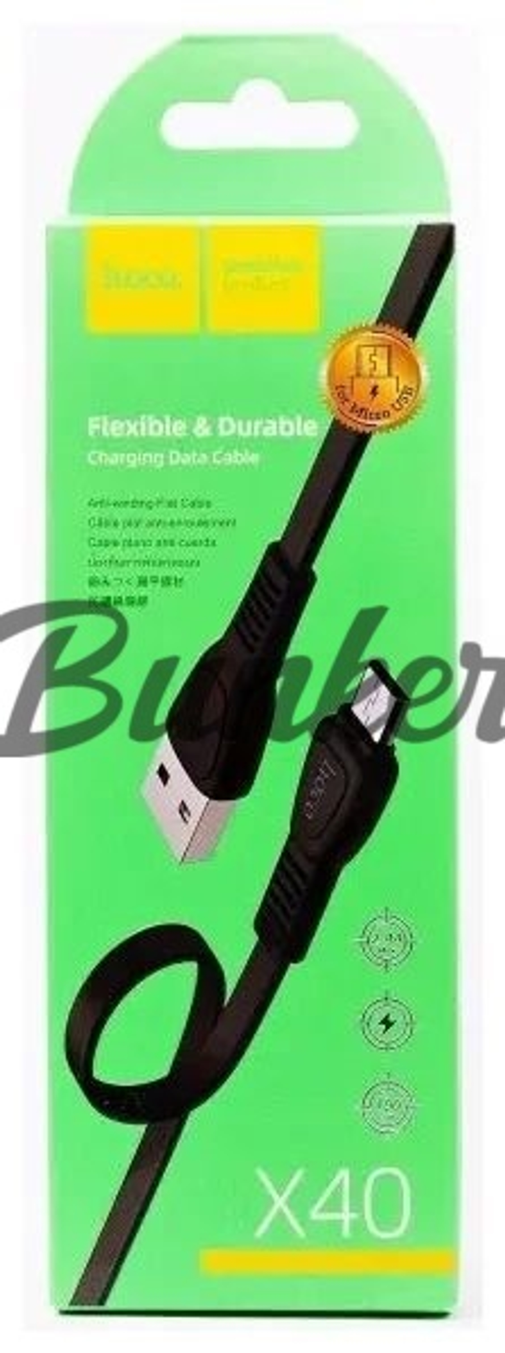 Кабель USB-micro-USB Hoco X40, черный, 1м