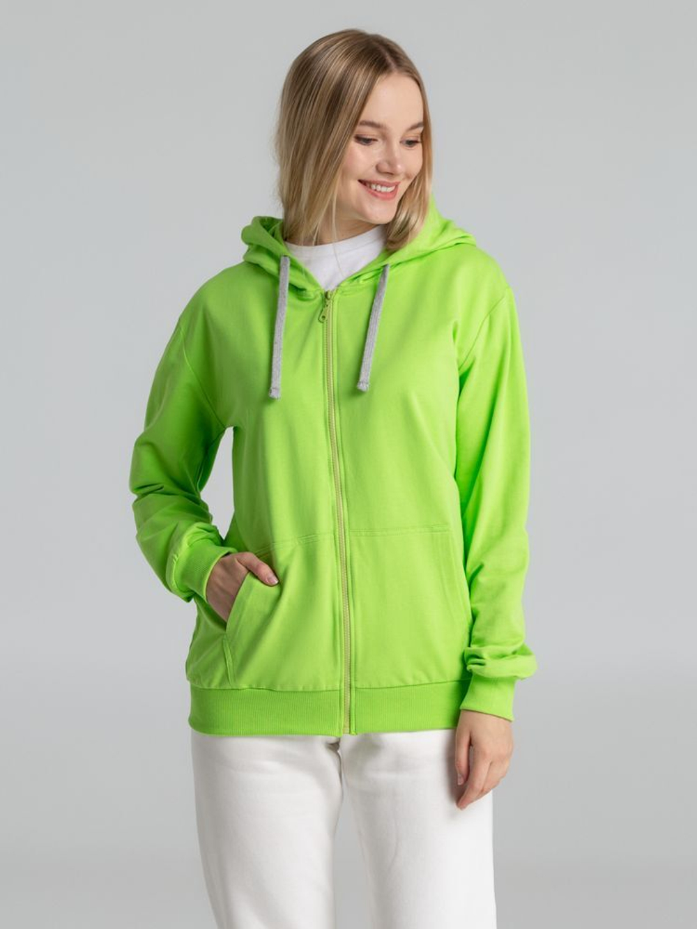 Толстовка на молнии с капюшоном Unit Siverga, зеленое яблоко