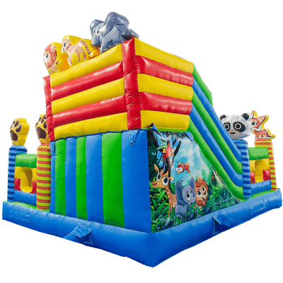 Коммерческий надувной батут «Звериный мир 2» с горкой и аркой, 6*5*4.2 м