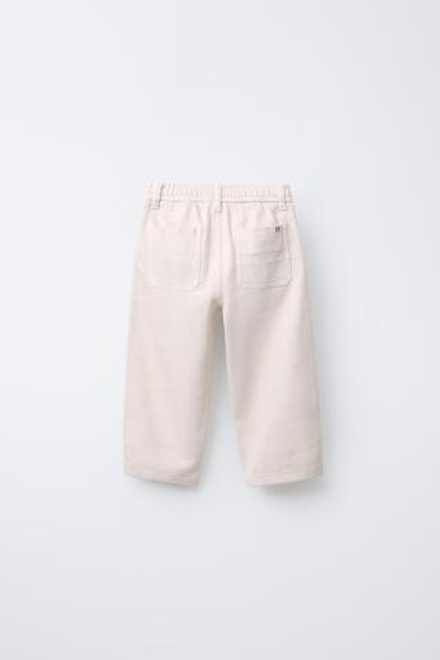 ZARA БРЮКИ STRAIGHT FIT ИЗ ТВИЛА, ЭКРЮ
