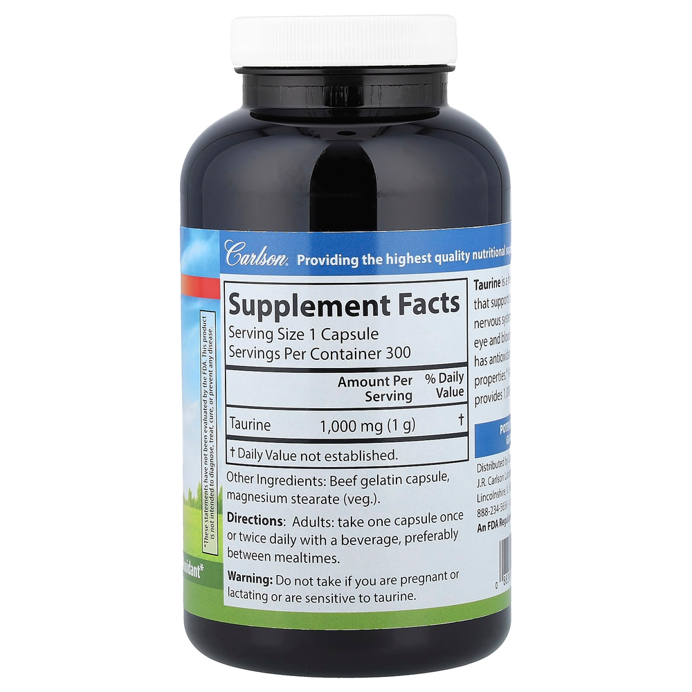Carlson, Таурин, 1000 мг, 300 капсул