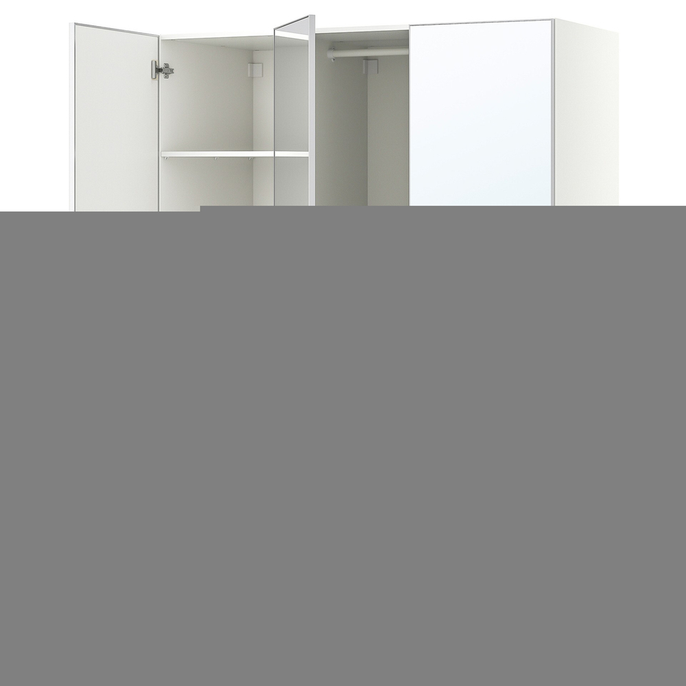 Распашной шкаф  PAX AHEIM с 3 зеркальными дверями и 3 полками (белый)  150*45*240
