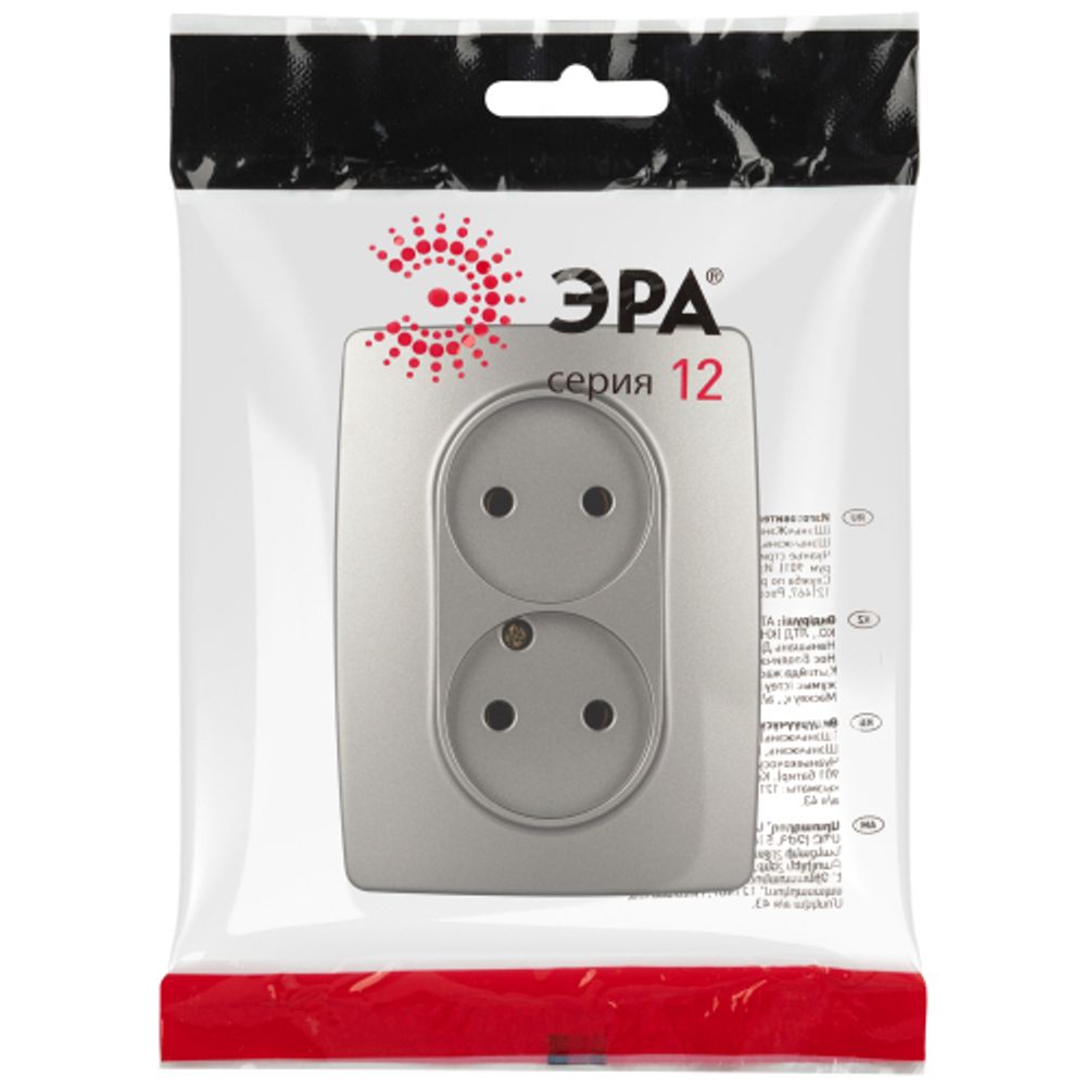 Розетка ЭРА Серия 12 12-2107-16 двойная 2X2P 16А-250В титан
