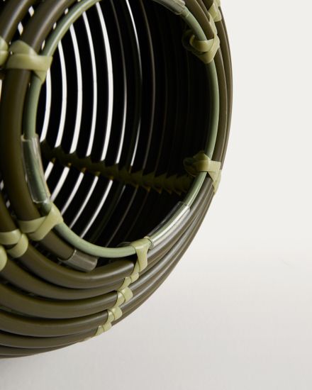 Настольная лампа Garoina на солнечных батареях из зеленого искусственного ротанга, 25 см