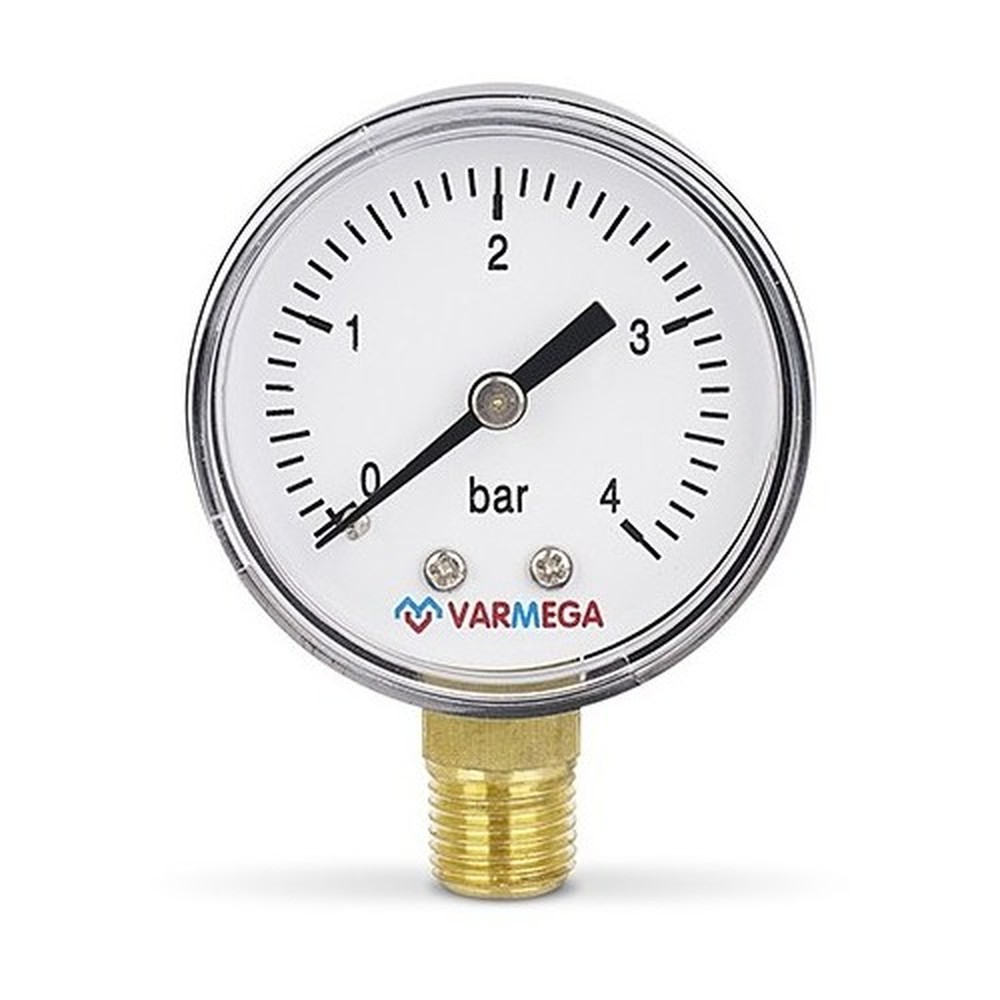 Манометр VARMEGA радиальный 50 мм, 4 бар, 1/4", VMMT10-500402