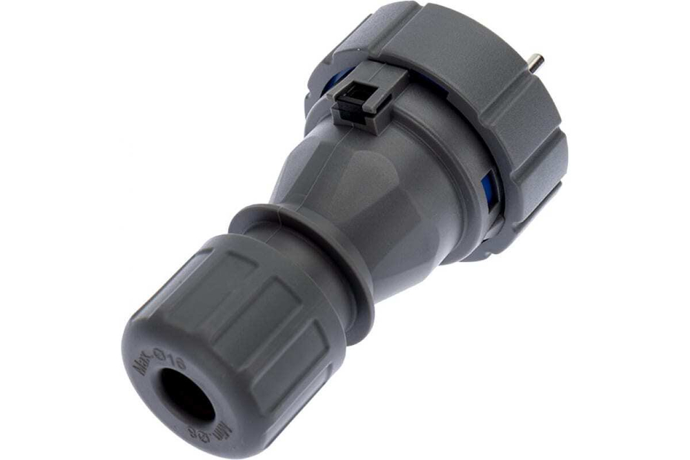 Прямая влагозащищенная вилка 2P+РE REXANT, 16 А, IP68 111-013