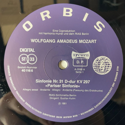 Винтажная виниловая пластинка LP W.A. Mozart Моцарт, RIAS-Sinfonietta Berlin, Gustav Kuhn, Симфония Sinfonie Nr. 21 / Sinfonie Nr. 31 Pariser (Германия 1983)