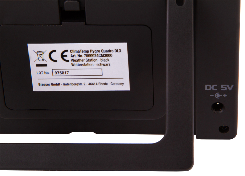 Метеостанция Bresser ClimaTemp Hygro Quadro с тремя датчиками, черная
