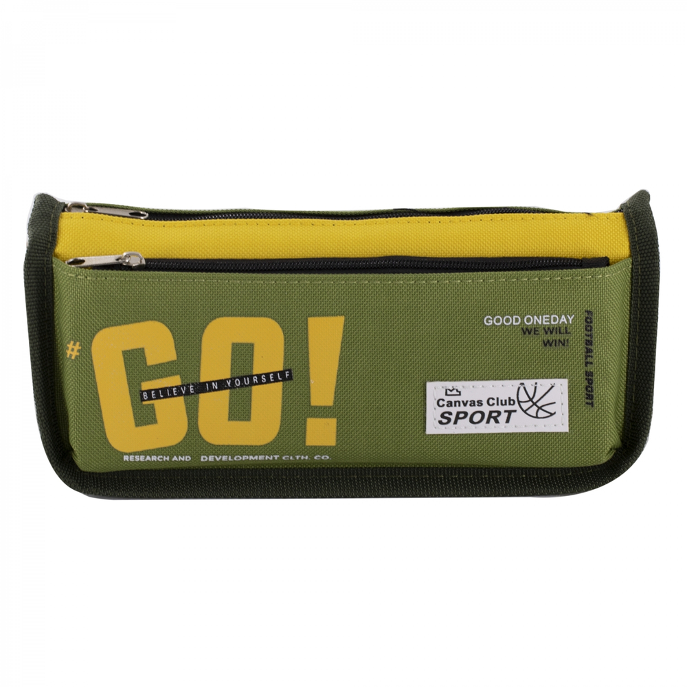 Пенал - косметичка Alingar, ПВХ, молния, боковой карман, 195 х 80 х 35 мм, "GO! believe in yourself ", микс (черный, зеленый, синий), европодвес