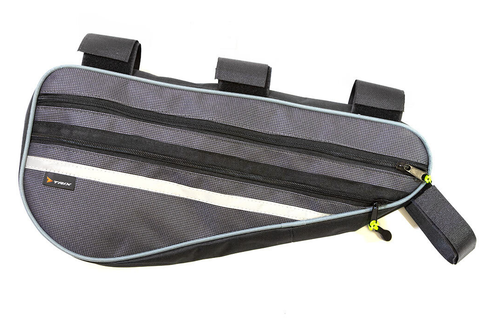 Сумка велосипедная TRIX, крепление под раму за рулевой стакан, большая, 40х15х6см, водонепроницаемая, светоотражающие вставки, серая вс028.040.1.0