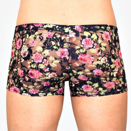 Мужские трусы боксеры темно-синие  с розами Romeo Rossi Rose Boxer RR00225