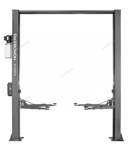 Подъемник двухстоечный 4 т, верхняя синхронизация, с электростопорами, H=4 м, 380 В, серый NORDBERG N4120H1E-4G_3+2_380