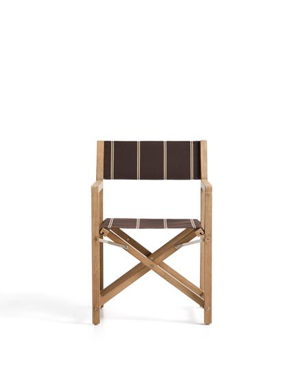 Складной уличный стул Vilara коричнево-бежевый с каркасом из акации