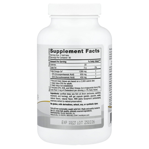 Nordic Naturals, ProOmega®, лимон, 180 мягких таблеток (640 мг на мягкий гель)