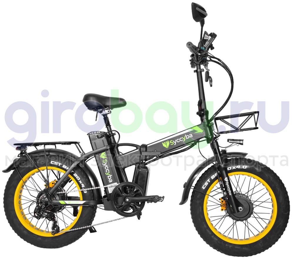 Электровелосипед Syccyba F10 Pro Dual 48V/23Ah (полный привод) - Желтый обод фото №5