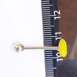 Штанга 16 мм для пирсинга языка "Яркое сердце", толщина 1,6 мм. Сталь, акрил. 1 шт