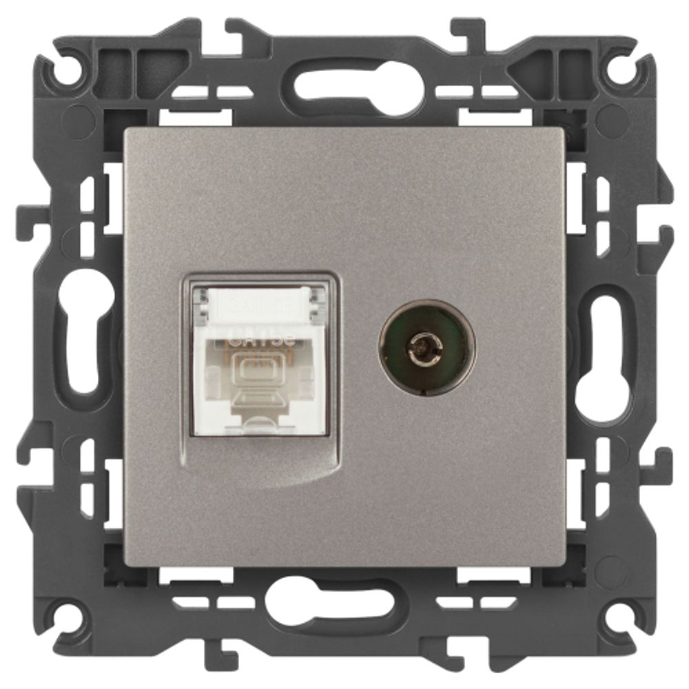 Розетка ЭРА Elegance 14-3110-16 RJ45+TV, титан