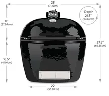 Керамический угольный гриль Primo Oval XL 400, 64 см, на столе из лиственницы