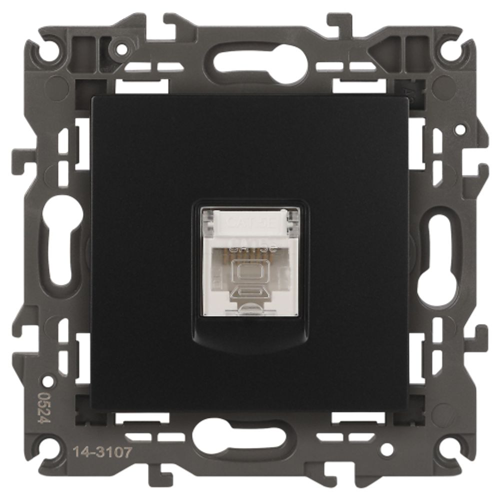 14-3107-05 ЭРА Розетка RJ45, IP20, антрацит | Elegance Антрацит