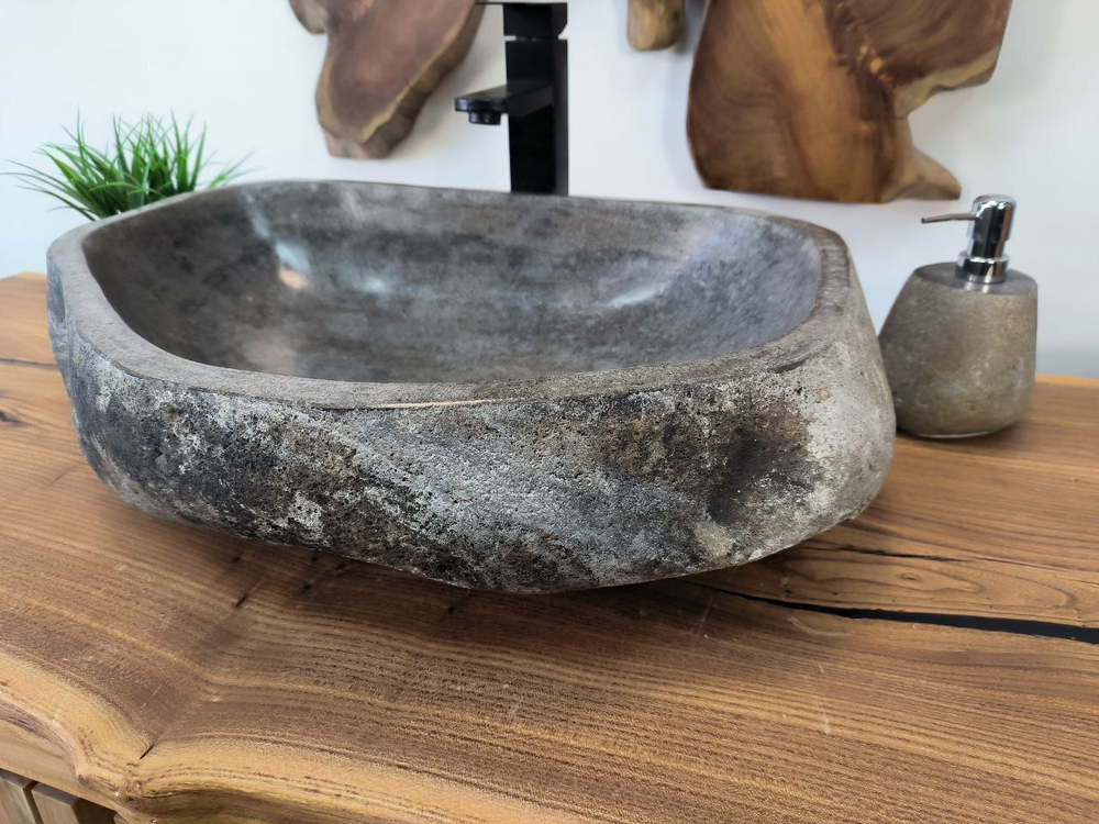 Раковина из речного камня RS-65803 58х42х15 из натурального камня