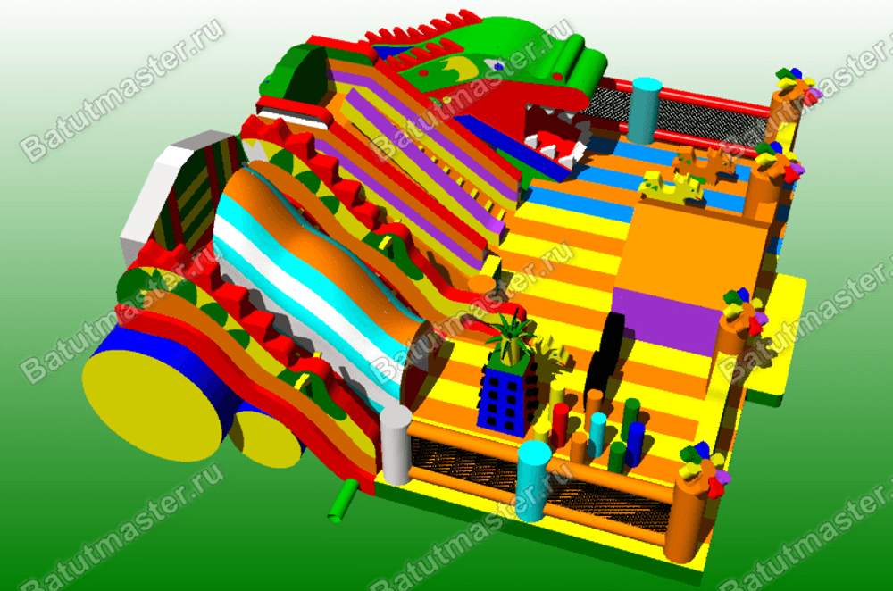 Надувной батут "Царство драконов" 13*13*7 м