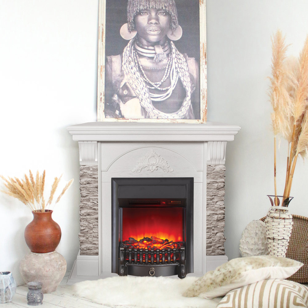 Каминокомплект Real Flame Athena Corner GR с очагом Fobos Lux Black RC (угловой)