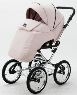 Детская коляска Adamex Porto Retro 2 в 1 PO-PS26 (РОЗ.ТК+РОЗ.КОЖА)
