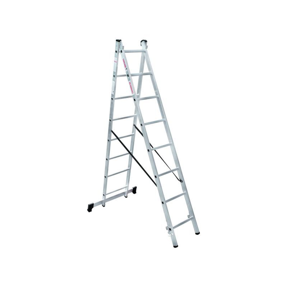 Стремянка двусторонняя 8 ступеней алюминиевая