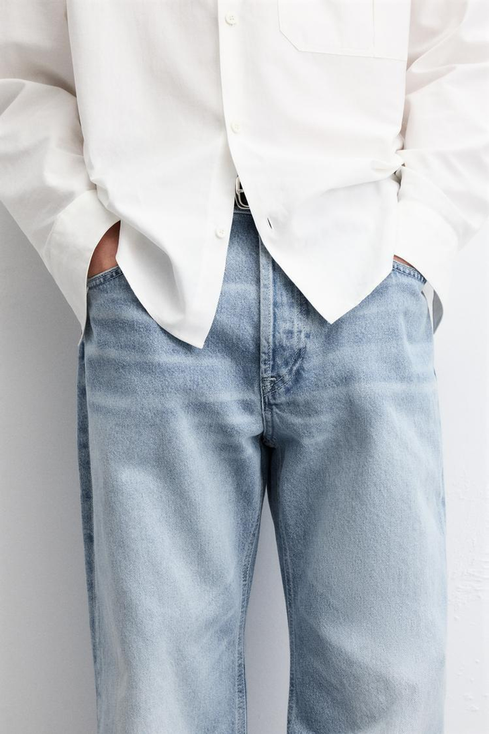 ZARA ДЖИНСЫ FLARE FIT BAGGY, ГОЛУБОЙ