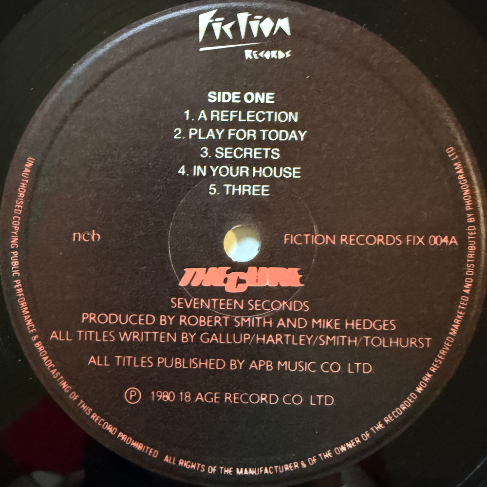 The Cure ‎– Seventeen Seconds (Скандинавия 1980г.) Т