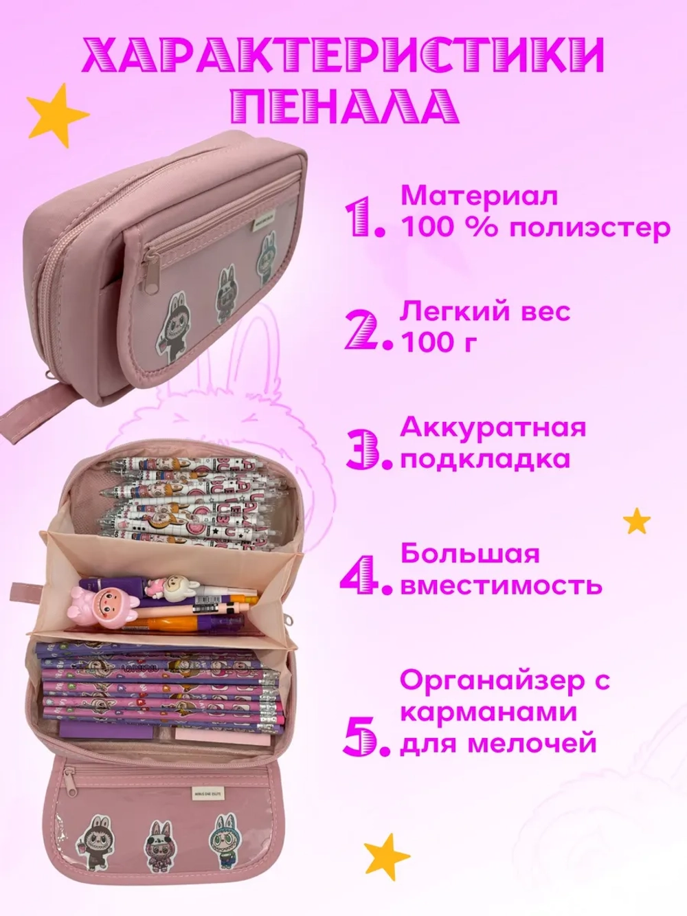 Пенал Лабубу с наполнением