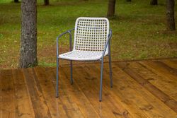 "Тунис" стул плетеный из роупа, каркас алюминий темно-серый (RAL7024), роуп светло-серый