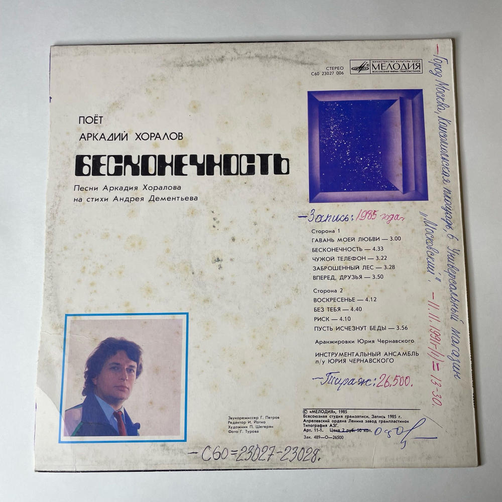 Винтажная виниловая пластинка Аркадий Хоралов Бесконечность (СССР 1985) Заброшенный Лес
