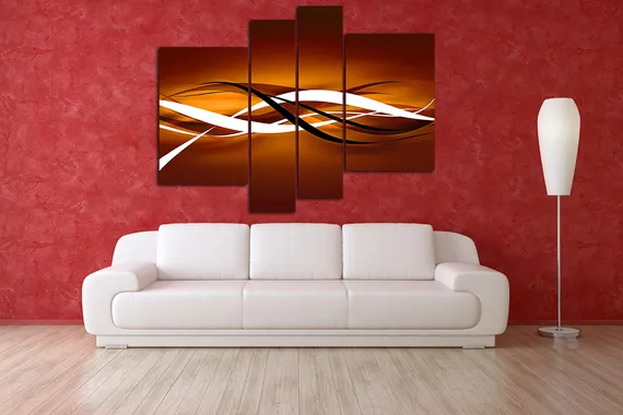 Модульная картина "Коричневые линии"