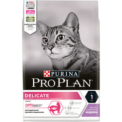 Корм PURINA Pro Plan Delicate Adult сухой для взрослых кошек с чувствительным пищеварением, индейка и рис