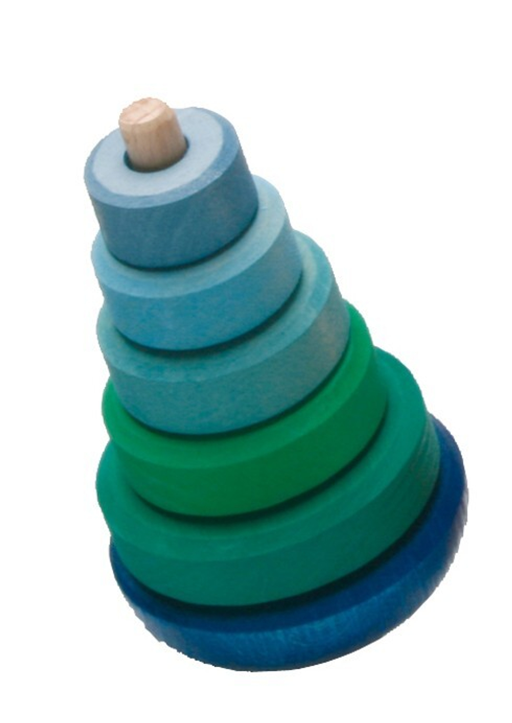 Деревянная пирамидка неваляшка "Сине -зеленая", 6 деталей