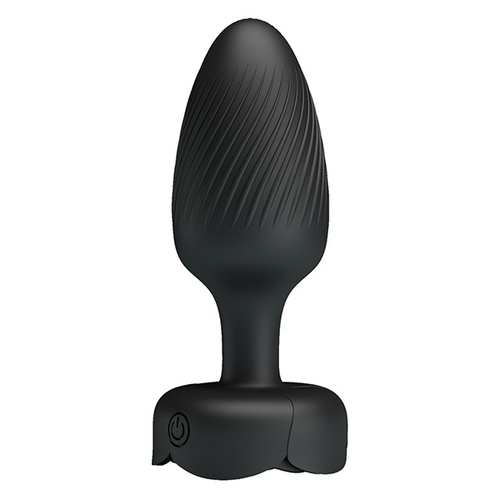 Анальная вибропробка 10,8 см с мигающими огнями Pretty Love Varian Large Butt Plug Multi Color Bottom Light Black BI-040182