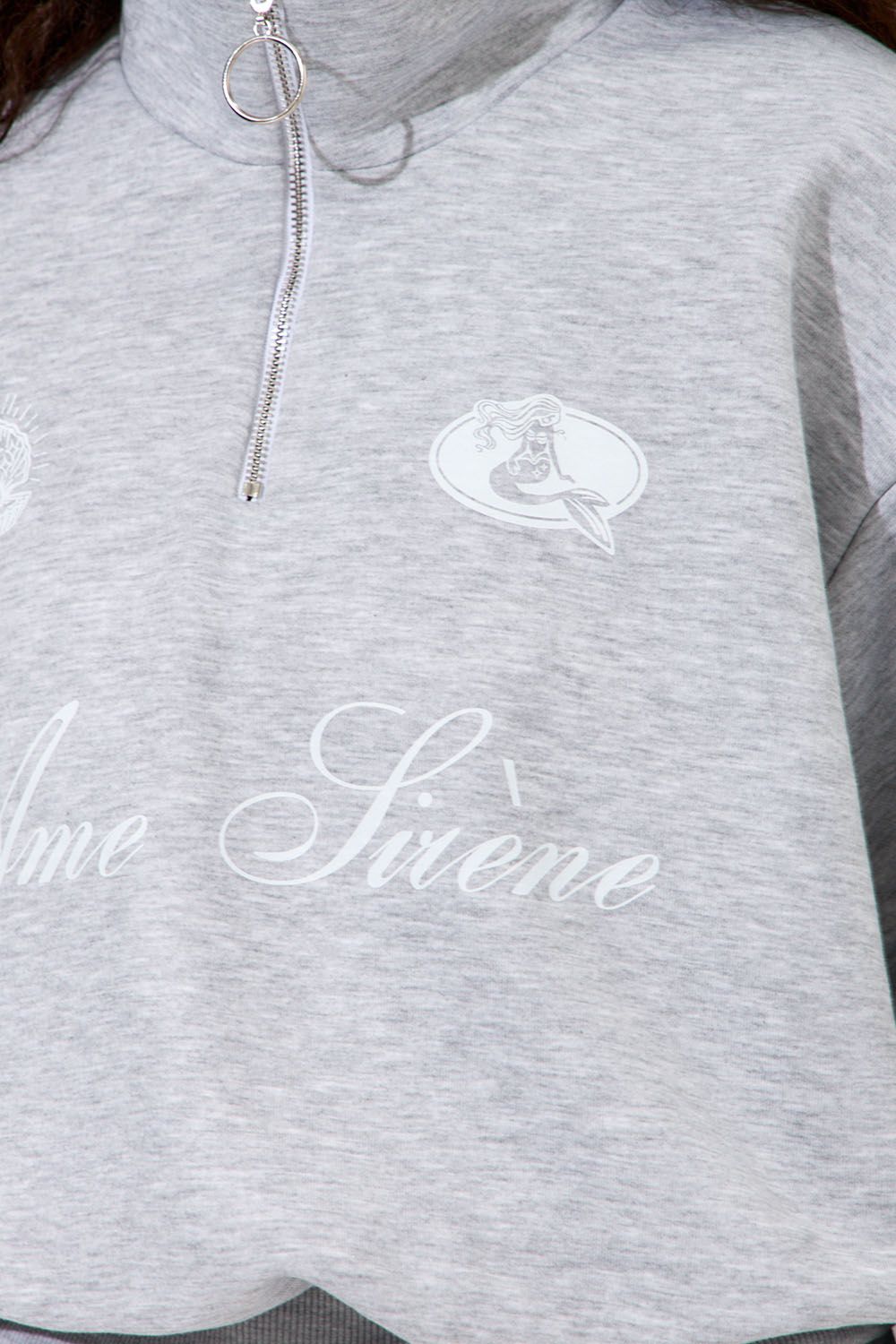 Олимпийка с короткой молнией "Âme Sirène" цвета серый меланж