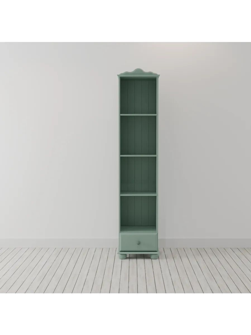 Dipriz Стеллаж Бритта из массива сосны, 3 полки с ящиком, 40х32х182 см, эвкалипт