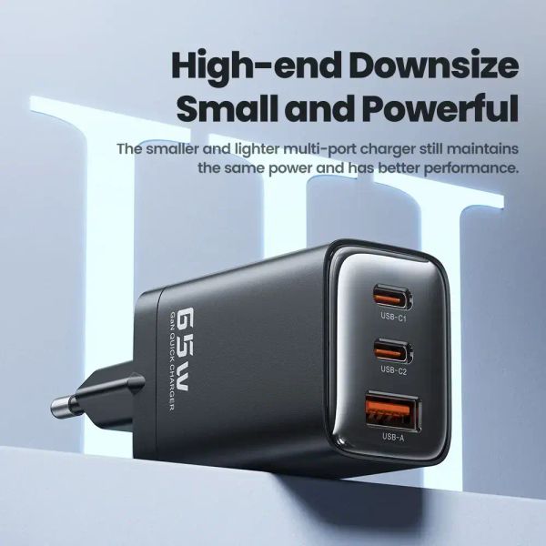 Адаптер питания Toocki 65Вт GAN Fast Charger (2 Type-C + USB-A) Белый