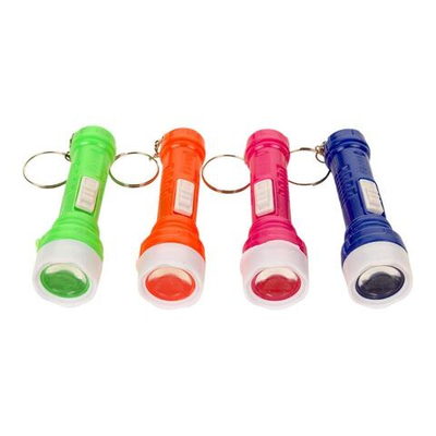Фонарик пластиковый брелок 8 см, 4 цвета микс, с-30985