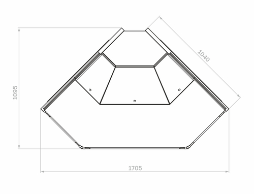Гастрономическая витрина BAVARIA 4 Carboma GC110 VM-5-2 внешний угол открытая (версия 2.0) (без боковин)
