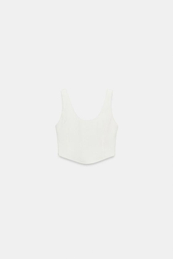 ZARA ТОП В БЕЛЬЕВОМ СТИЛЕ С ВЫШИВКОЙ, ЭКРЮ